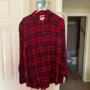 Flowy Red Plaid Shirt